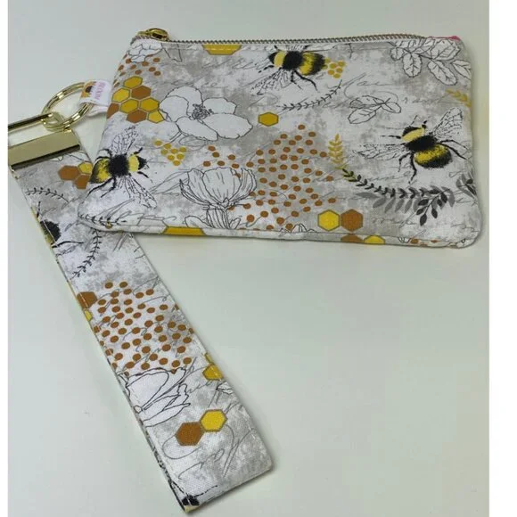 Cute and Colorful Queen Bee Print Wristlet Coin Purse Wallet - Picture 5 of 6
